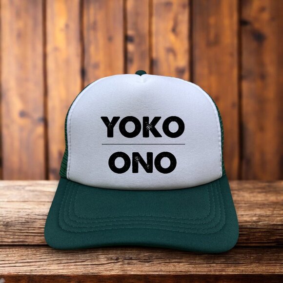 RetRootsHat Other - Yoko Ono Mens Trucker Hat Green Logo Seen On John Lennon Baseball Cap
